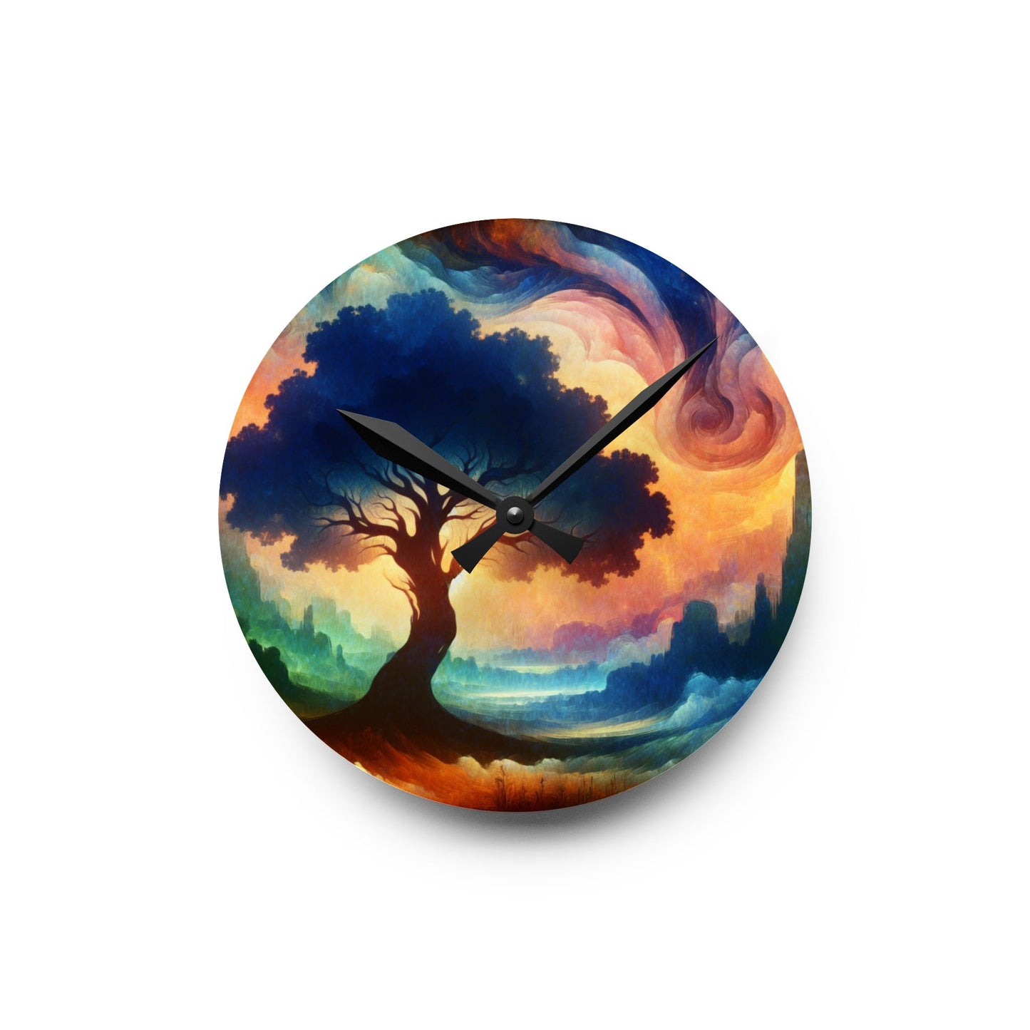 Dreamy Landscape Acrylic Wall Clock - Colorful Decorative Timepiece