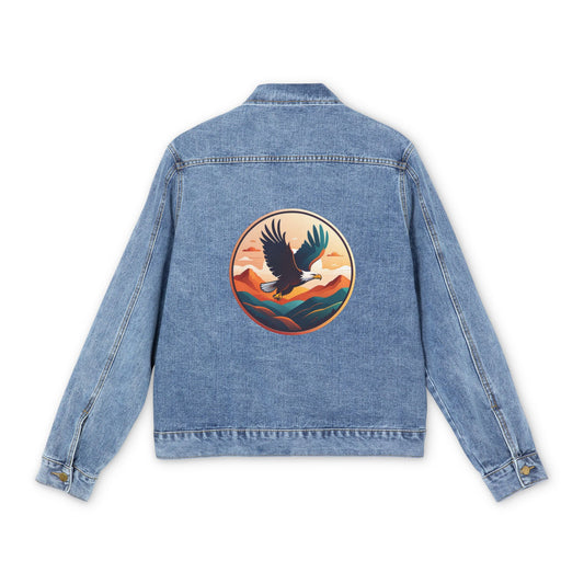 Stylish Men's Denim Jacket with Eagle Graphic