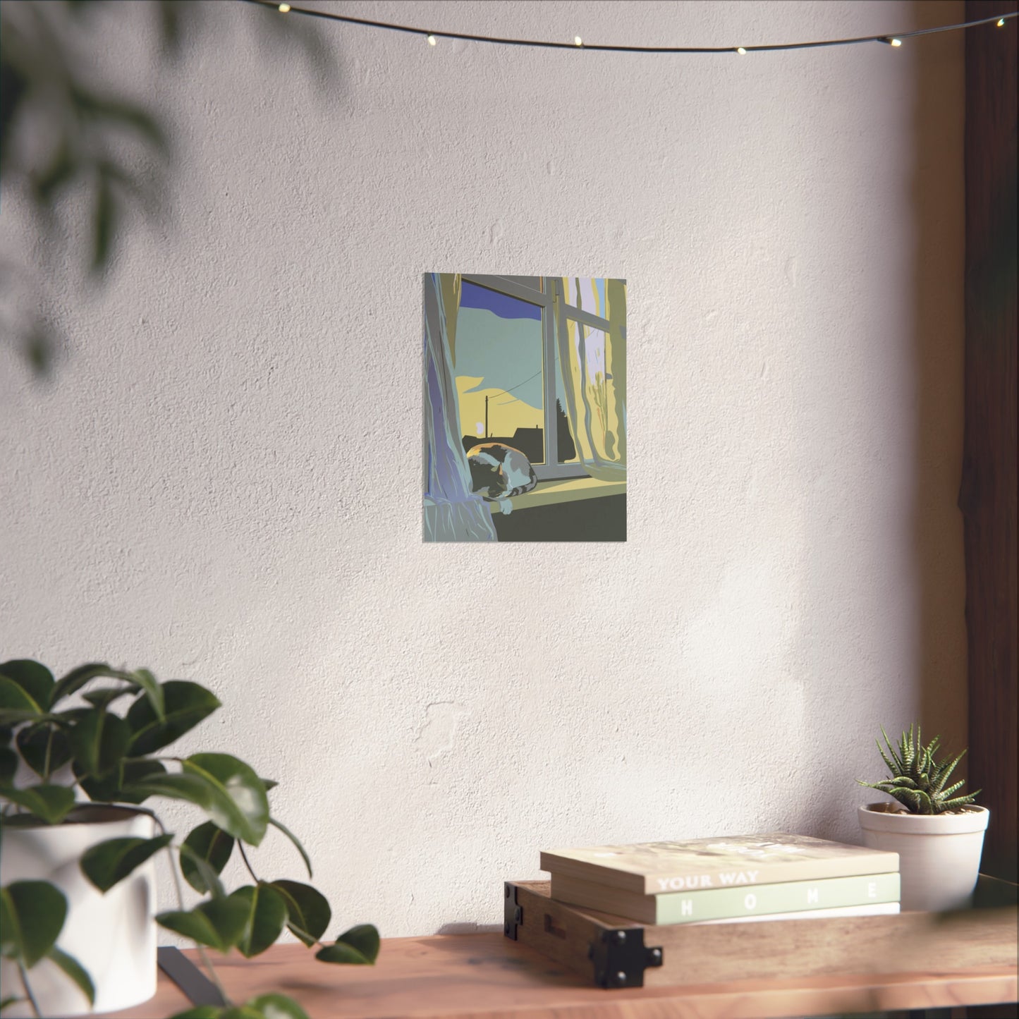 Art Print Serene Cat Resting by Window