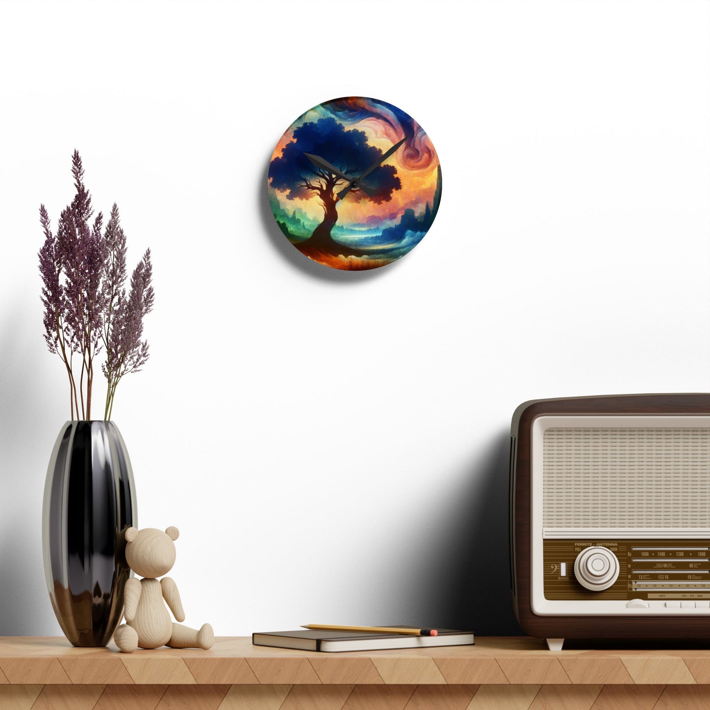 Dreamy Landscape Acrylic Wall Clock - Colorful Decorative Timepiece