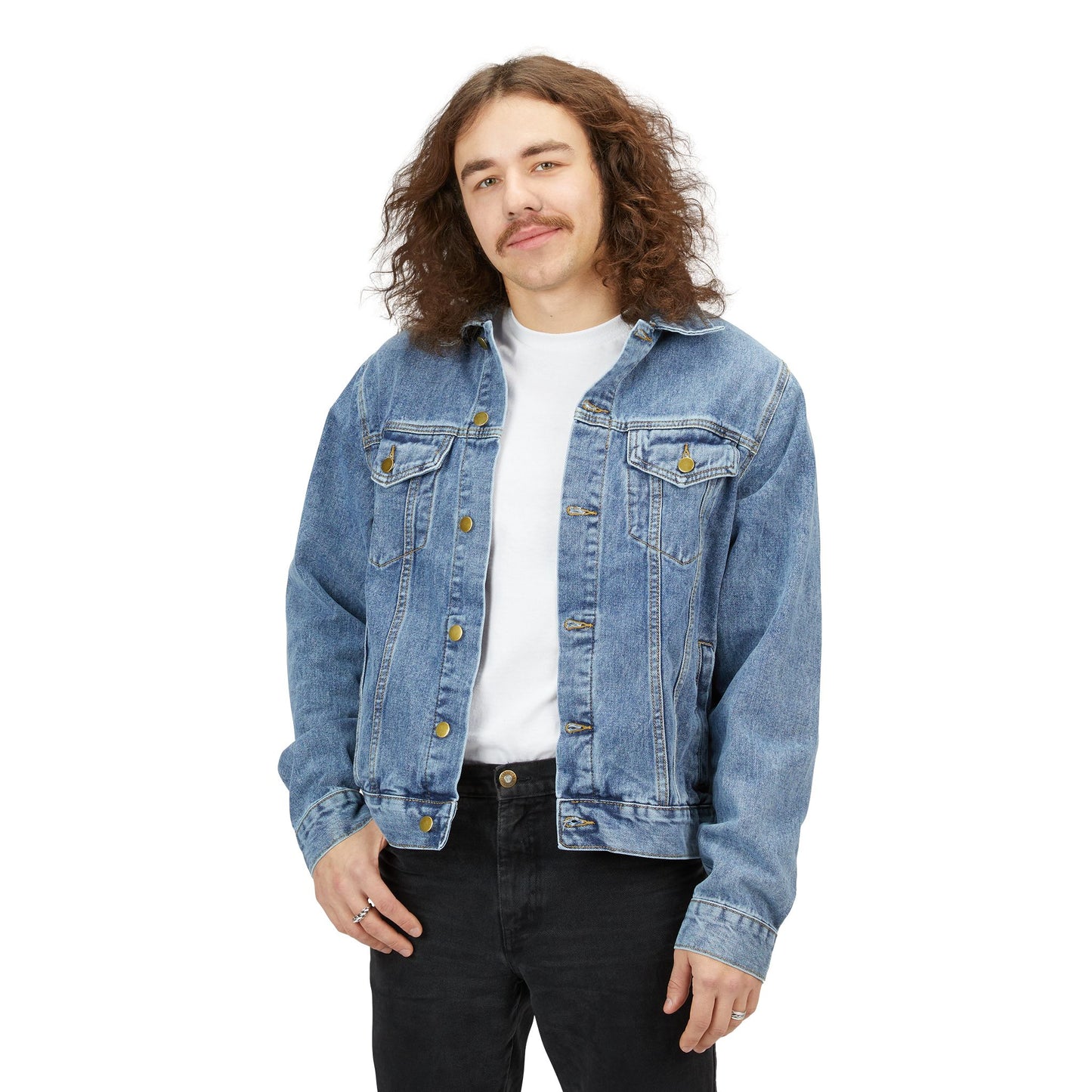 Stylish Men's Denim Jacket with Eagle Graphic