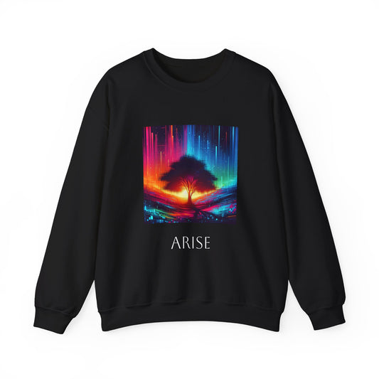 Colorful Tree Vibe Crewneck Sweatshirt - 'ARISE' Inspirational Design