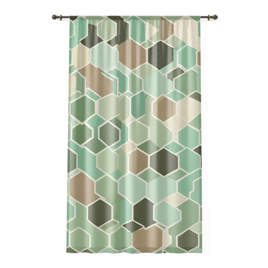 Modern Hexagonal Pattern Window Curtain – Elegant Room Decor for Home & Office