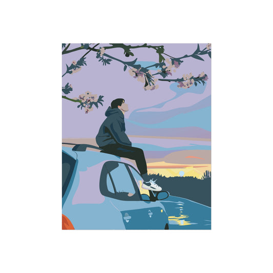 Art Poster - Serene Sunset Rooftop Scene