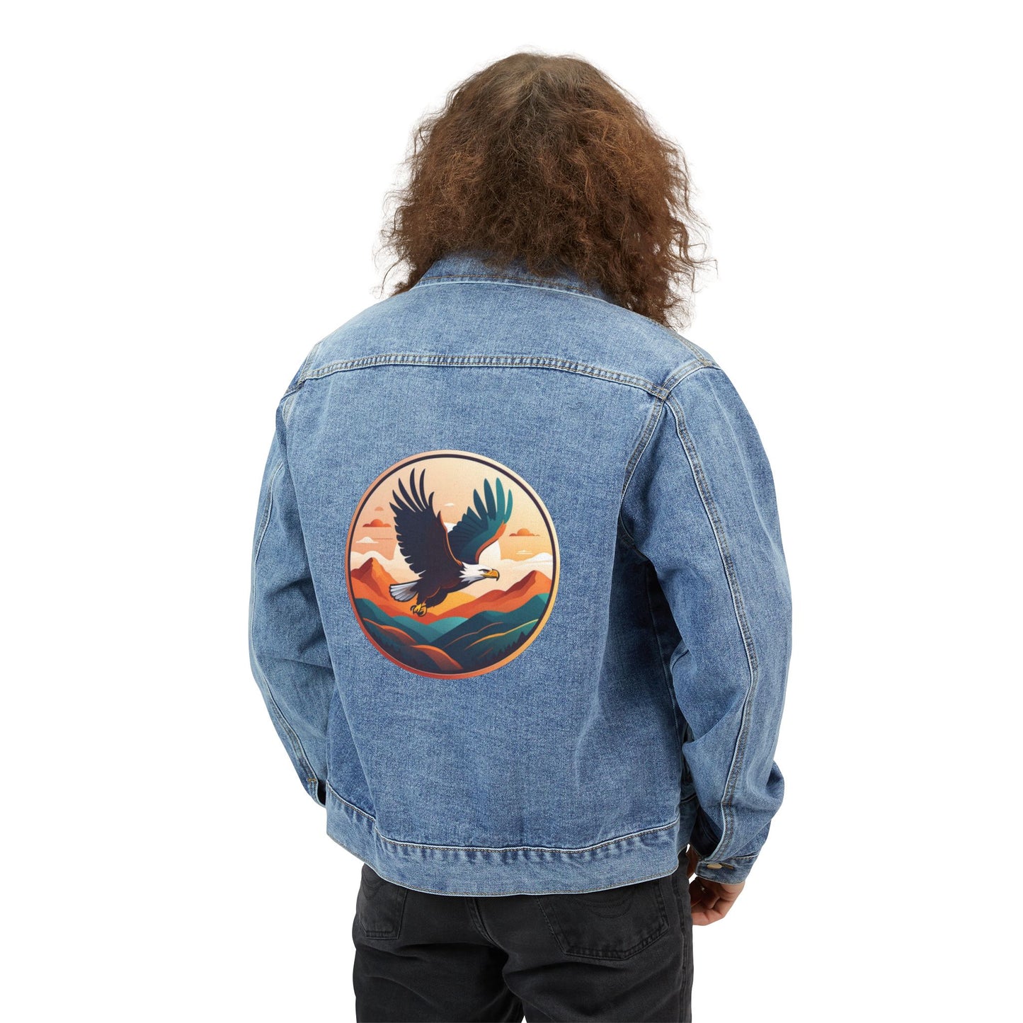 Stylish Men's Denim Jacket with Eagle Graphic