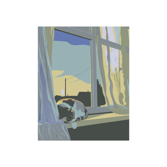 Art Print Serene Cat Resting by Window