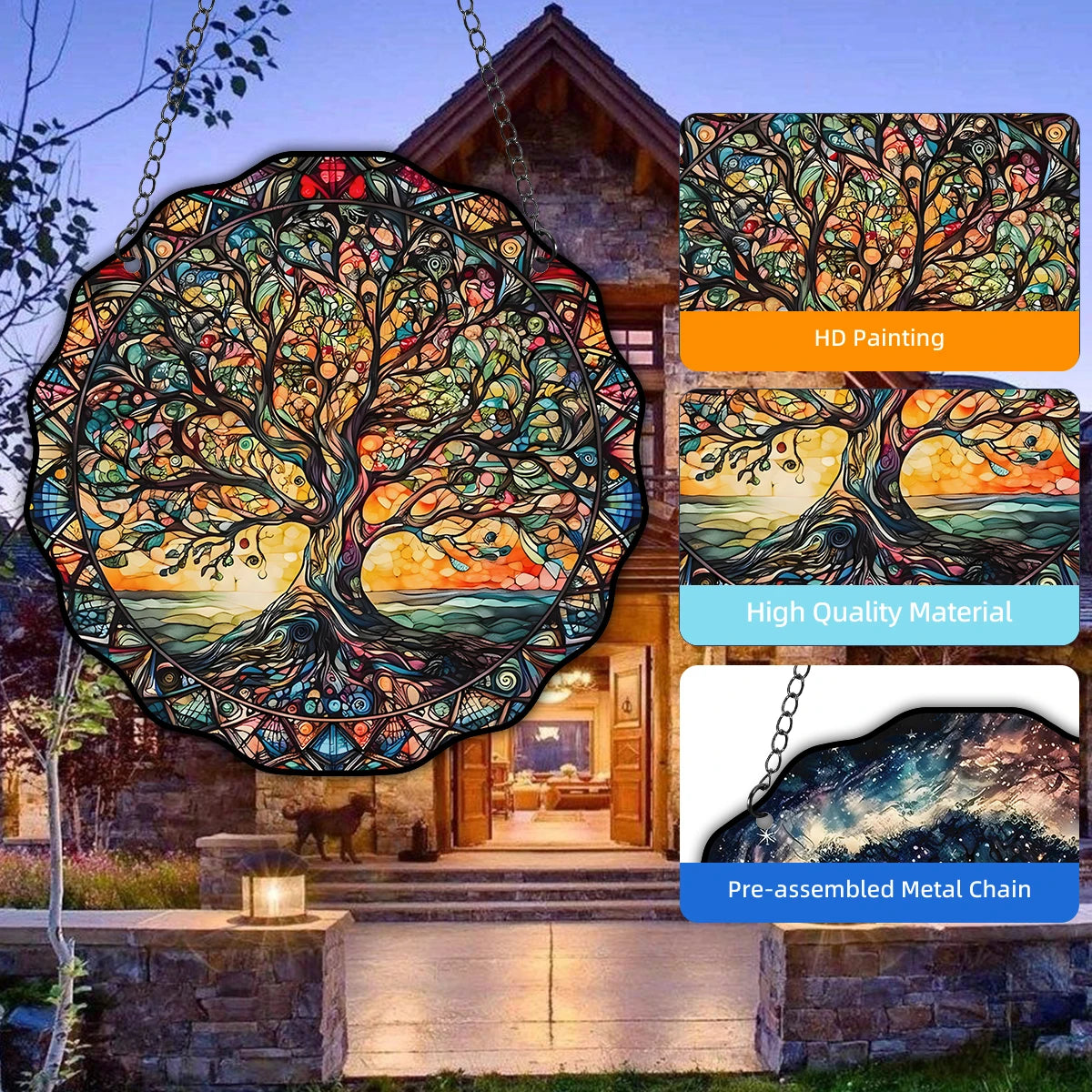 5.9inch Tree of Life Wall Art Decor Sun Hanging Sign