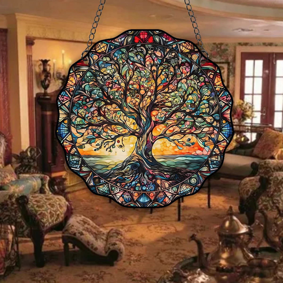 5.9inch Tree of Life Wall Art Decor Sun Hanging Sign