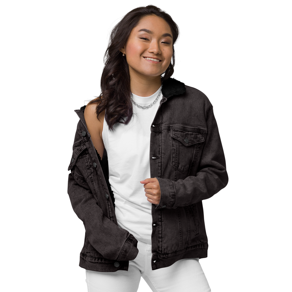 Landing eagle - Black Unisex denim sherpa jacket