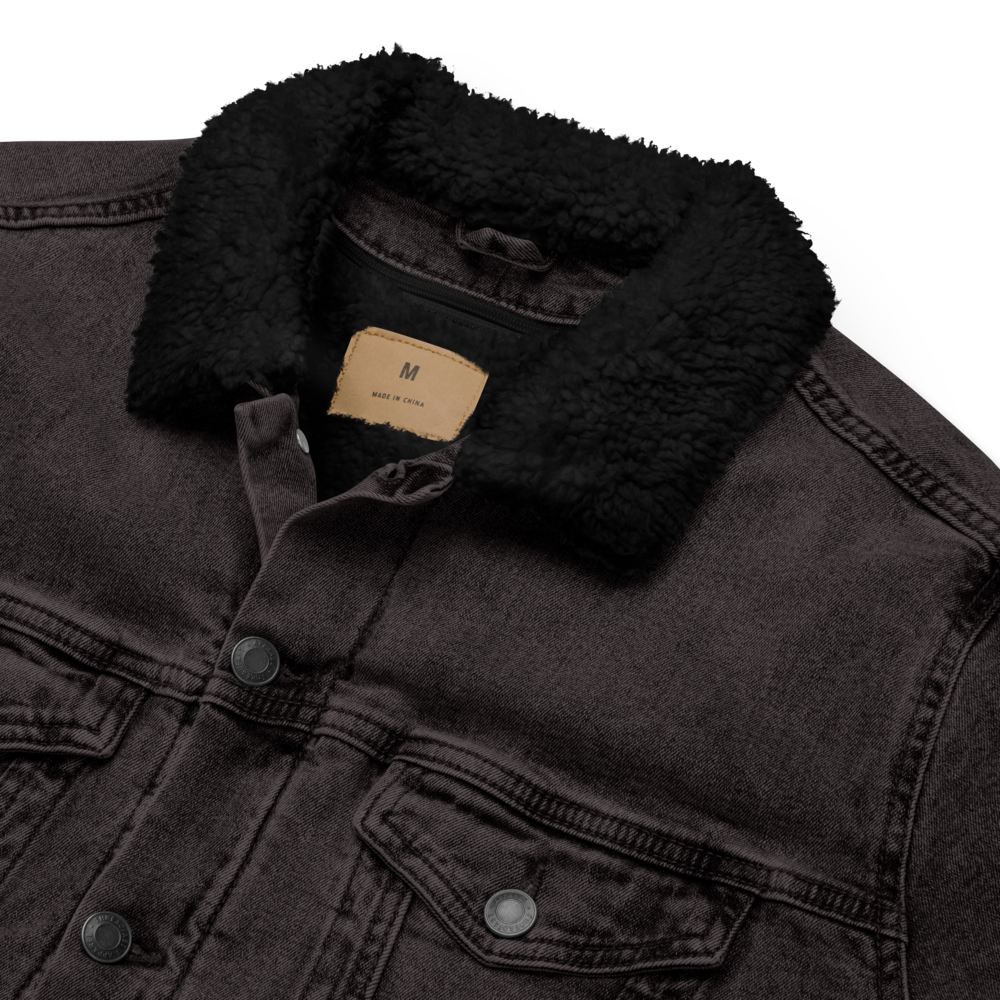 Landing eagle - Black Unisex denim sherpa jacket