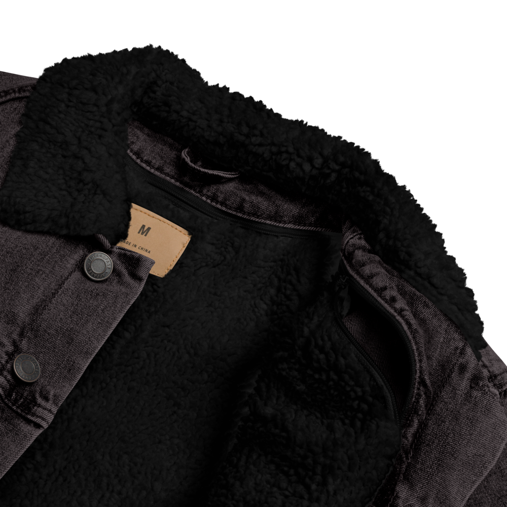 Landing eagle - Black Unisex denim sherpa jacket