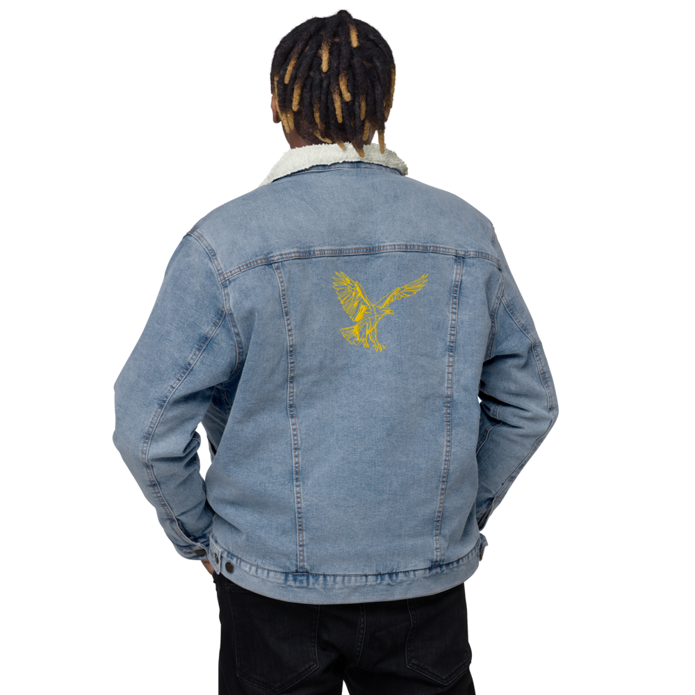 Landing Eagle - Light Blue Unisex denim sherpa jacket