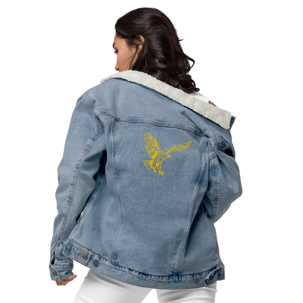 Landing Eagle - Light Blue Unisex denim sherpa jacket