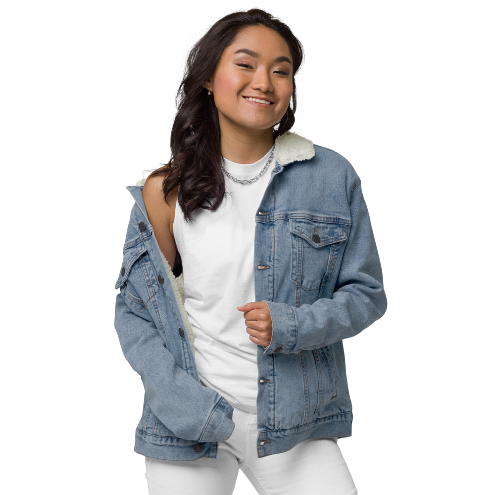 Landing Eagle - Light Blue Unisex denim sherpa jacket