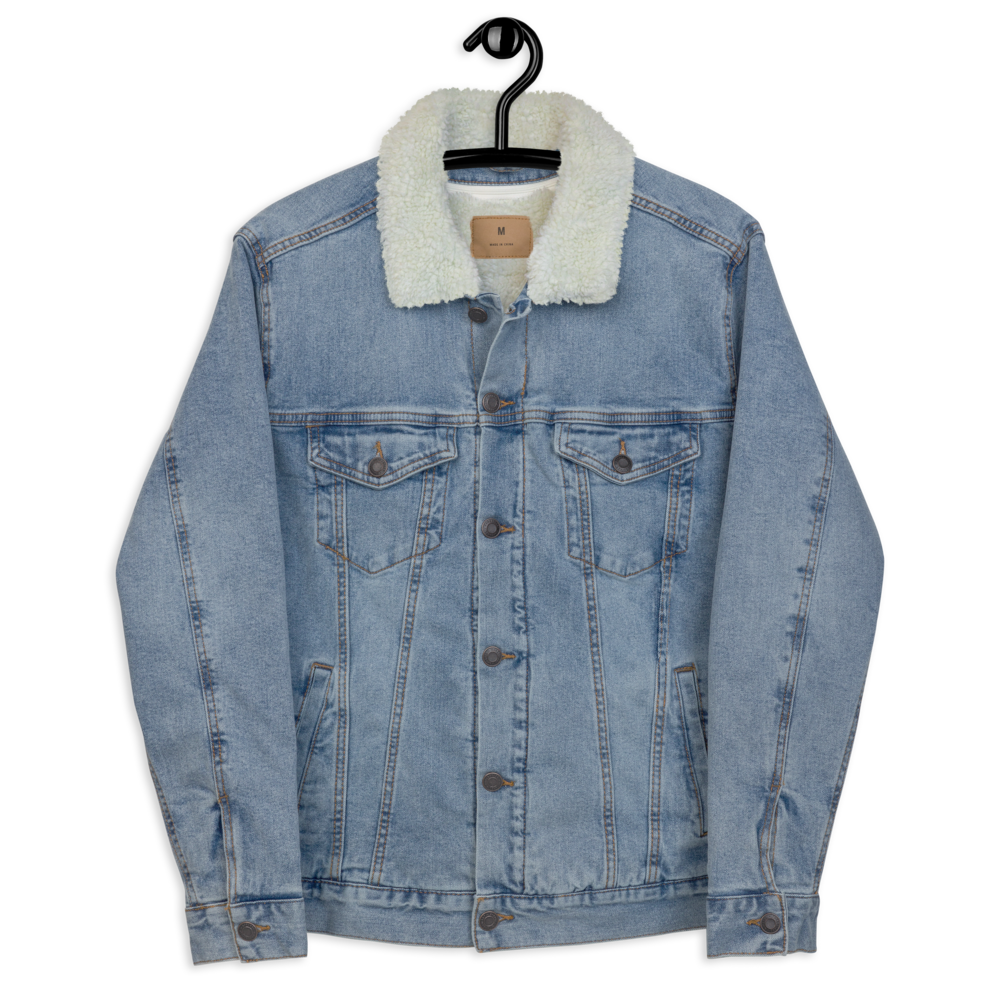 Landing Eagle - Light Blue Unisex denim sherpa jacket