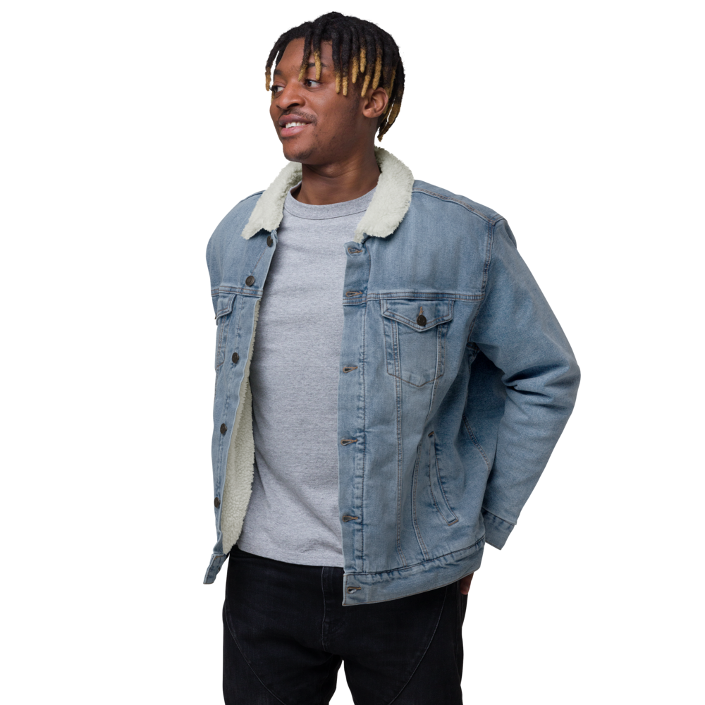 Landing Eagle - Light Blue Unisex denim sherpa jacket