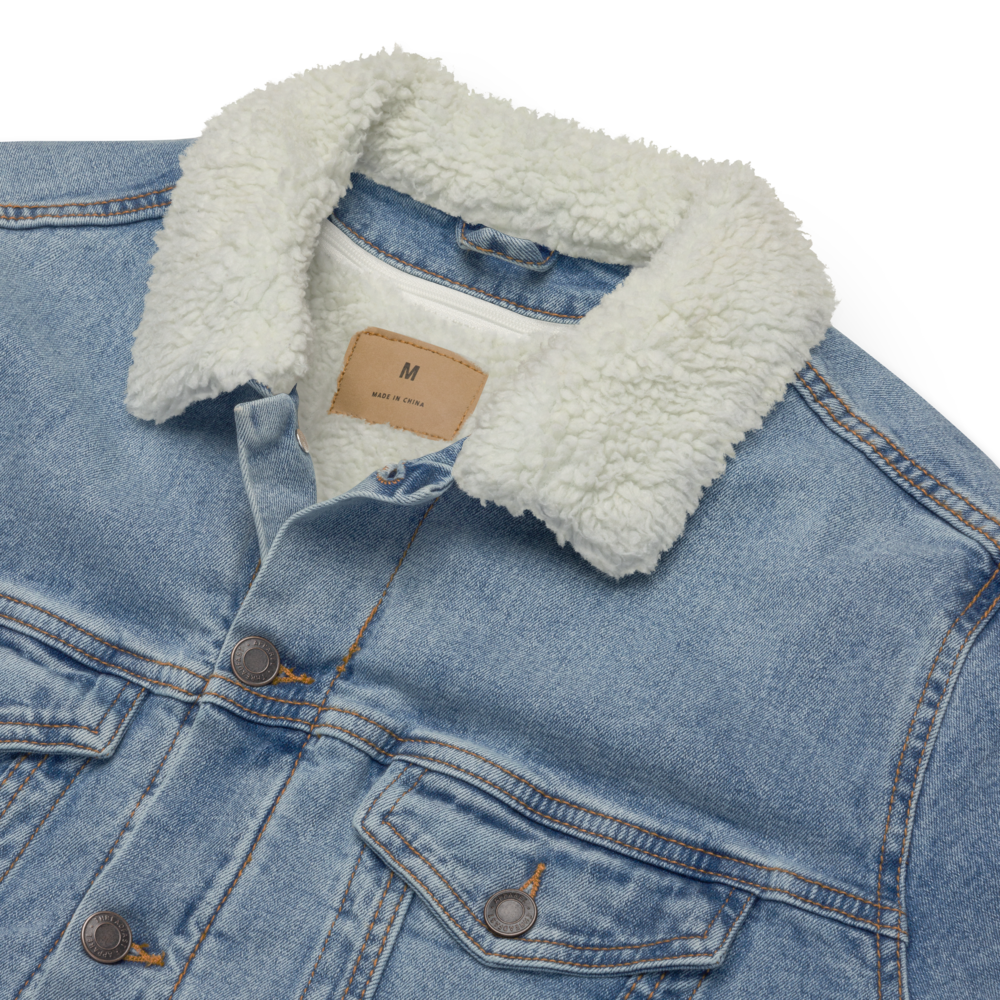 Landing Eagle - Light Blue Unisex denim sherpa jacket