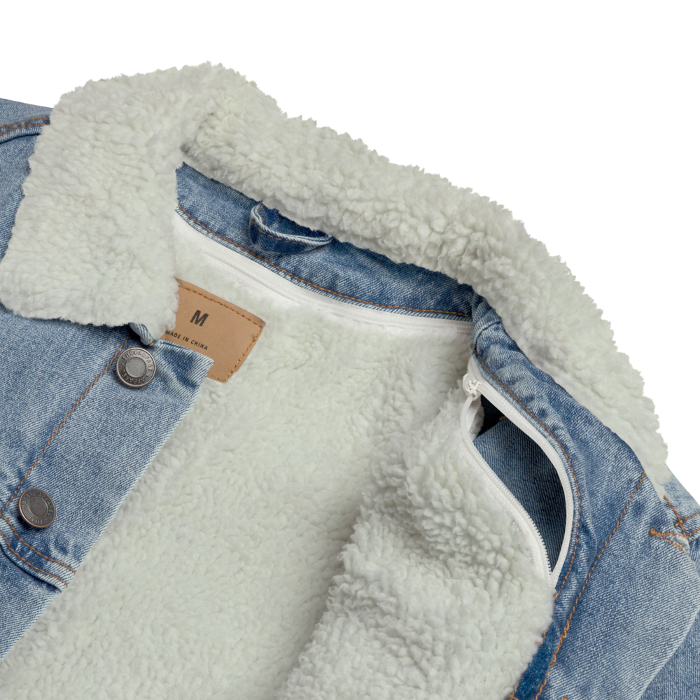 Landing Eagle - Light Blue Unisex denim sherpa jacket